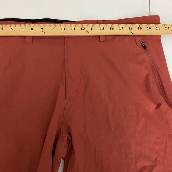 Eddie Bauer Cargo Zip Pocket Shorts Mens 42 Orange Nylon 8" Inseam - Picture 8 of 9